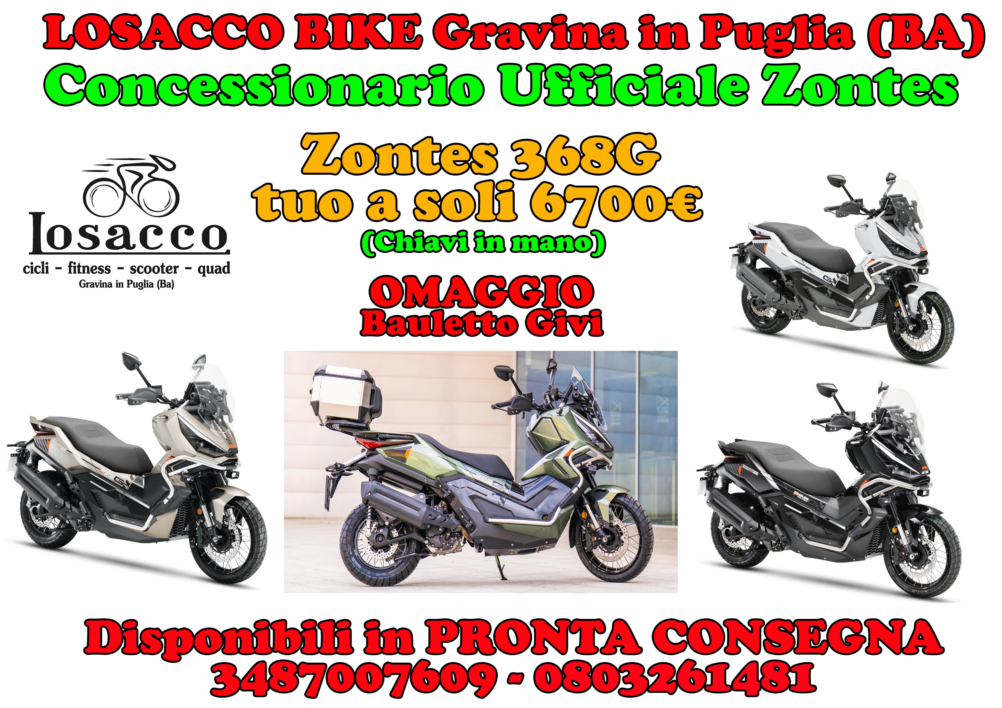 Losacco Bike Concessionario Ufficiale Zontes a Gravina in Puglia (BA)  #Zontes #Zontes368g #Zontes368 #ZontesPuglia #ZontesBasilicata #GravinainPuglia #Bari #Matera #Altamura #Santeramo #Melfi #CassanodelleMurge #Corato #RuvodiPuglia #Puglia #Basilicata